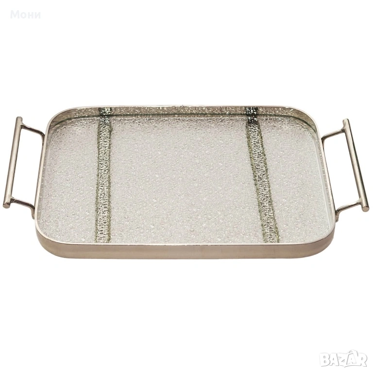 Поднос в сребърен цвят, 22*37*2  Подносът в сребърен цвят е подходящ за съхранение или сервиране.  Н, снимка 1