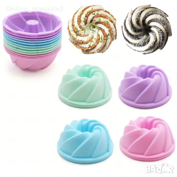 Комплект от 12 броя силиконови форми за мъфини, снимка 1