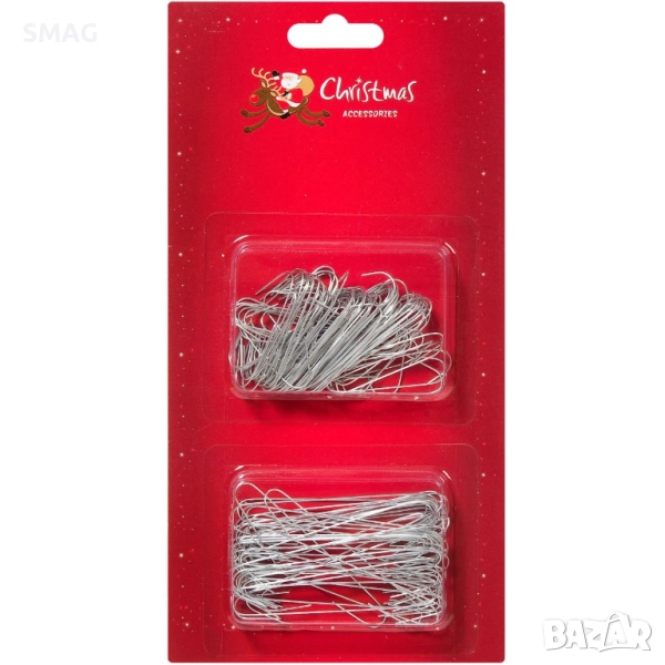 Коледни кукички сребристи, 2 размера – комплект 150 бр._1111641, снимка 1