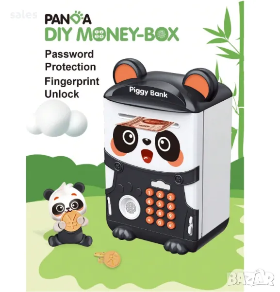 Детска музикална касичка за монети и банкноти сейф панда, снимка 1