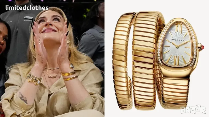 BVLGARI Serpenti Tubogas Snake Gold Diamonds Дамски Часовник, снимка 1