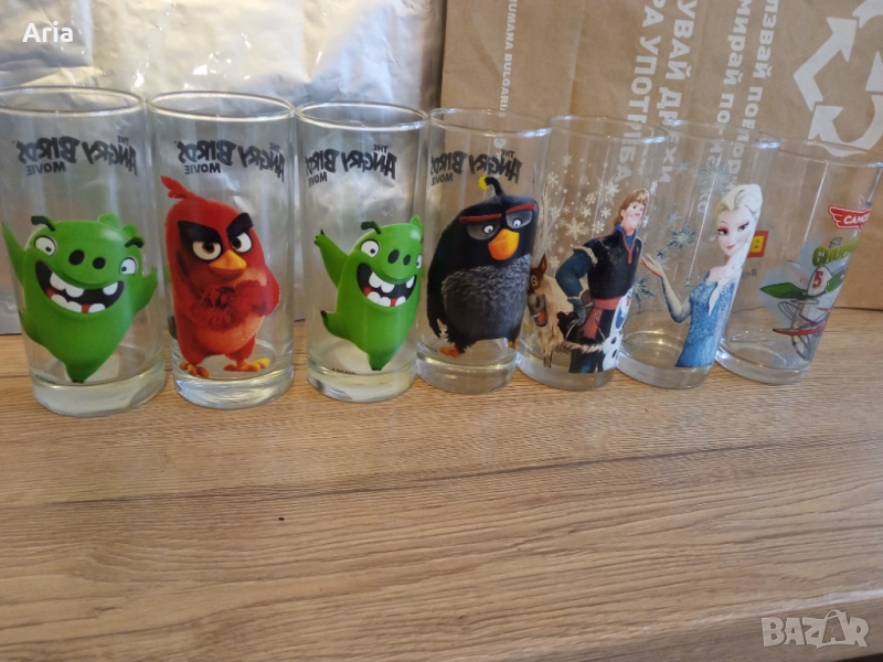 Стъклени чаши с детски мотиви - 8 бр., снимка 1
