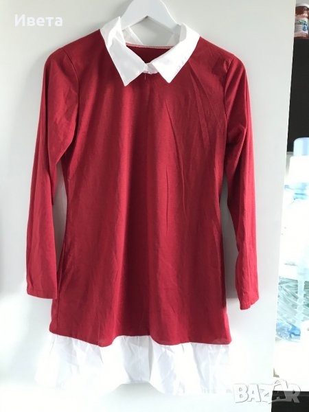 Дамска рокля с бяла яка, снимка 1