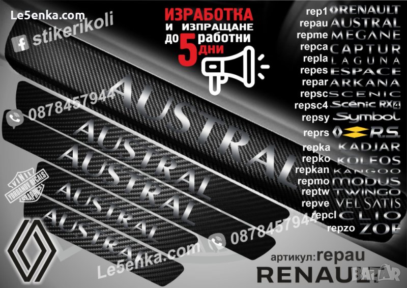 ПРАГОВЕ карбон RENAULT AUSTRAL фолио стикери repau, снимка 1