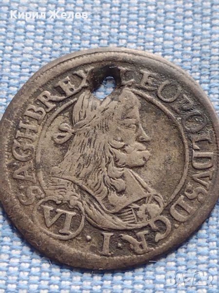 Сребърна монета 6 кройцера 1672г. Леополд първи Грац Херцогство Щирия 13614 , снимка 1