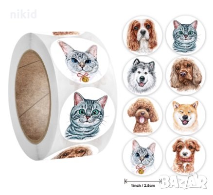 100 бр Котки Кучета куче коте микс малки самозалепващи лепенки стикери за ръчна изработка за подарък, снимка 1