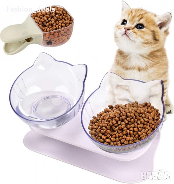 Нова хранилка за котки / малко куче повдигнати Купи за храна и вода със стойка, снимка 1