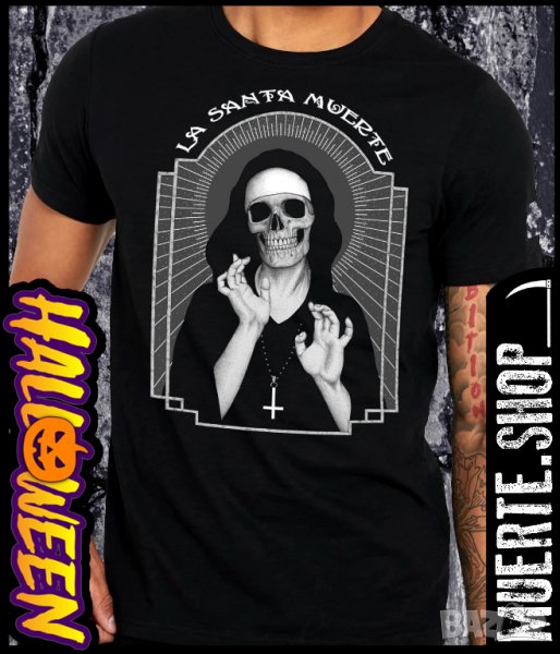 Тениска с щампа LA SANTA MUERTE, снимка 1
