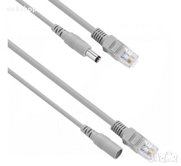 Кабел CCTV за видео наблюдение, камера, 2xRJ45 8pin(м)/2x5,5x2,1mm(м+ж), 20m, снимка 1