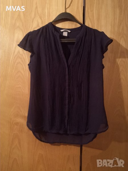 Нова - 55% H&M блуза тъмно синя 38 М размер офис блуза, снимка 1