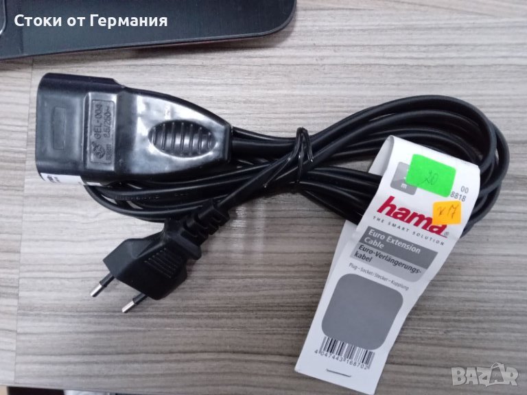 Кабел - Hama Euro Extension Cable, 3 m, черен, снимка 1