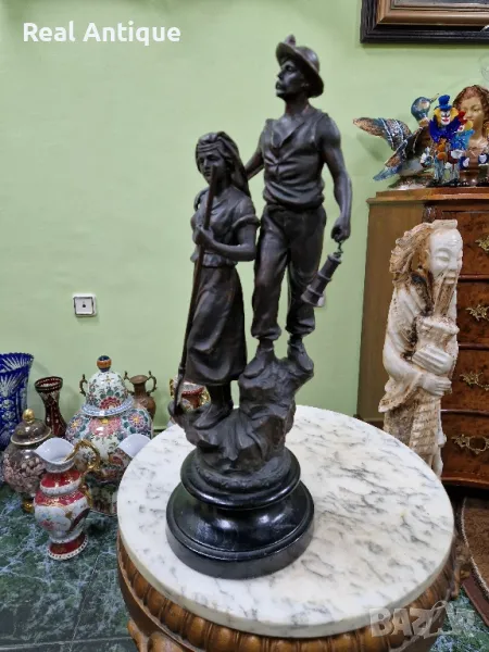 Прекрасна антикварна колекционерска френска фигура статуетка композиция , снимка 1