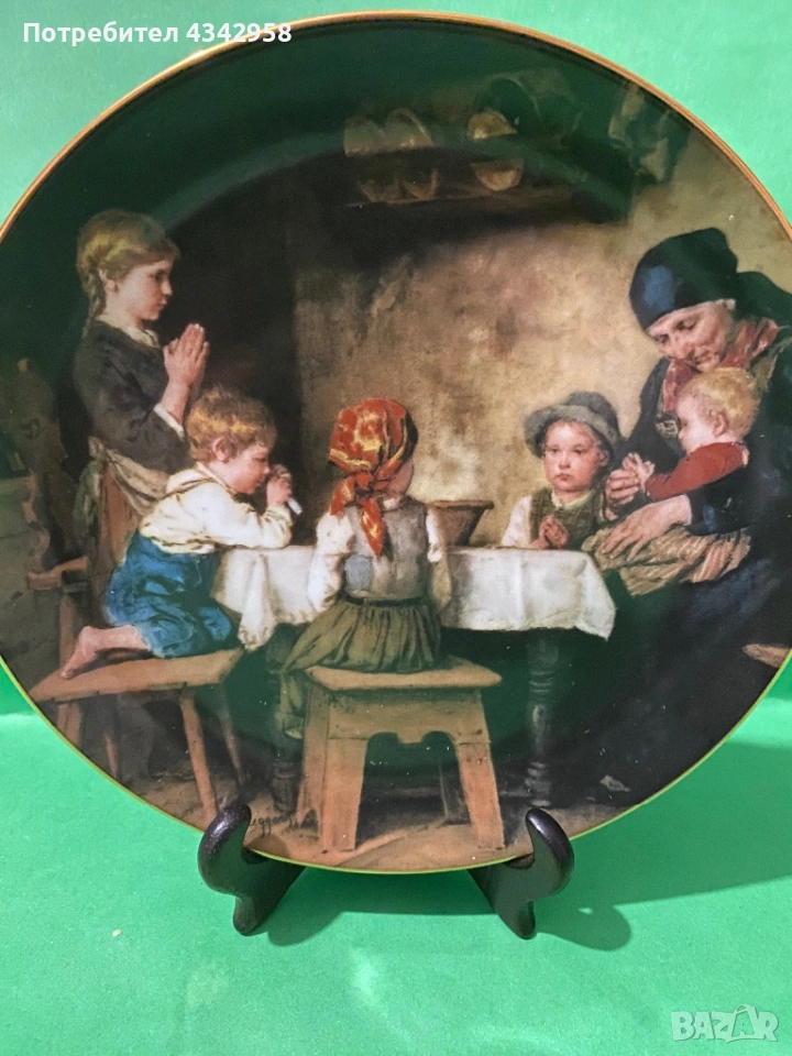 Колекционерска порцеланова чиния Lilien Porzellan – „Das Tischgebet“ ., снимка 1