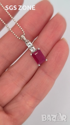 Сребърна висулка със РУБИН, снимка 2 - Колиета, медальони, синджири - 51512220