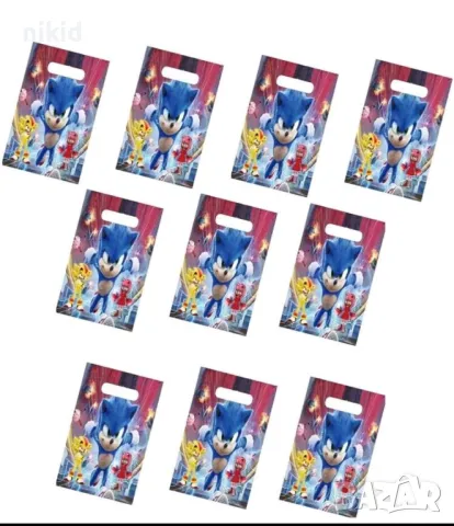10 бр Соник Sonic торбички за сладки подарък рожден ден, снимка 2 - Други - 29429798