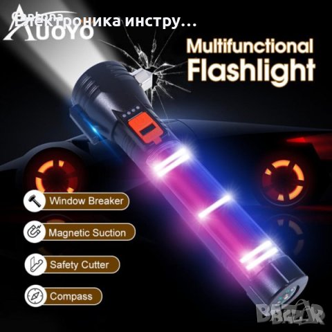 8 в 1 работна лампа, фенер, магнит, Power Bank, аварийна светлина, соларно и USB зареждане GX8126, снимка 2 - Къмпинг осветление - 43154252