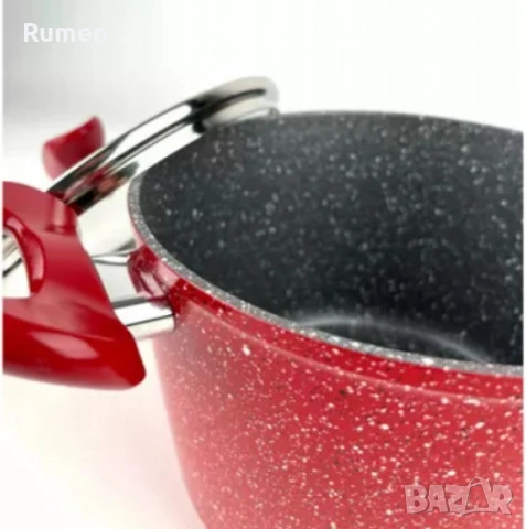 Тенджера Voltz, 3.4л./9.5л., Дълбока, Мраморно покритие, Индукция, Червен , снимка 8 - Съдове за готвене - 53433562