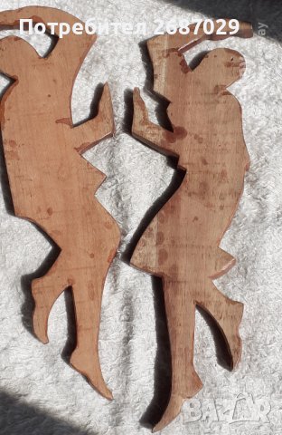 2х2 :  2 големи дървени фигури, пана - танц, Италия - 2 ретро фигури серенада, мъж жена, снимка 5 - Статуетки - 37587473