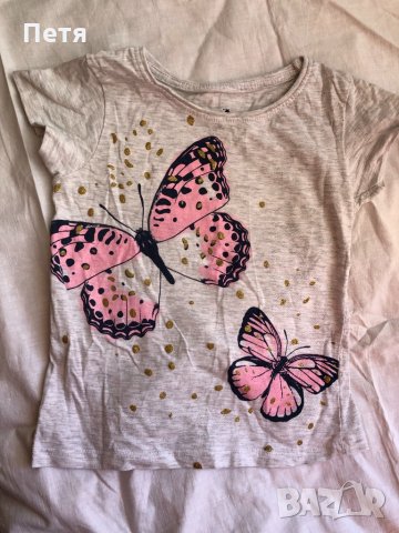 Тениска за момиче на пеперуди, снимка 1 - Детски тениски и потници - 32808839