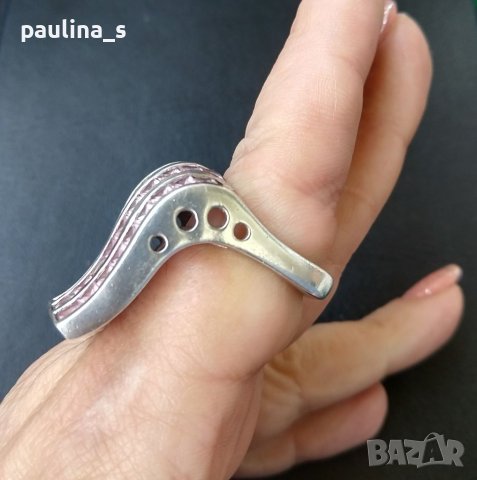 Уникален сребърен пръстен проба 925 / морганит, снимка 5 - Пръстени - 40455917