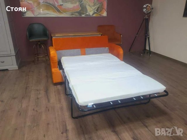 Оранжев диван от плат двойка с функция сън, снимка 10 - Дивани и мека мебел - 43290407