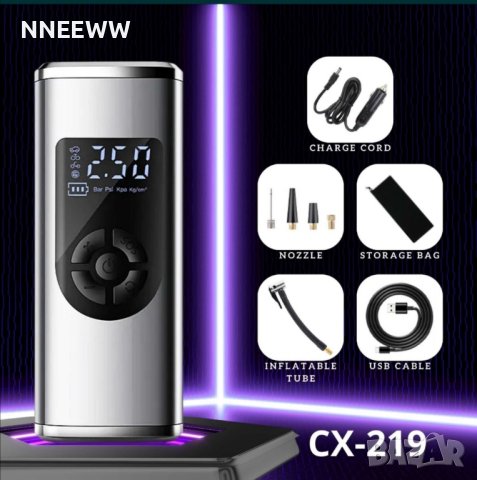 компресор за Гуми, Акумулаторен компресор, преносим батерия 6000 mAh, снимка 3 - Аксесоари и консумативи - 44053266