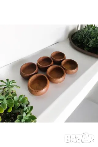 Дървени купички за ядки и закуски / Бамбукови купички за десерт - 6бр., снимка 2 - Прибори за хранене, готвене и сервиране - 48457664