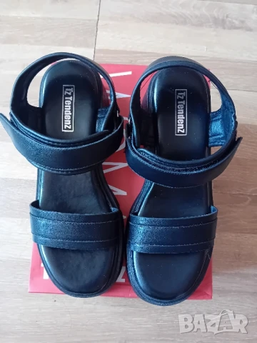 Черни сандали Тенденз , снимка 3 - Сандали - 51354486