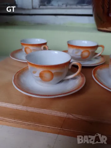 Баварски порцелан, чаши за кафе от 30-те, 4 бр с чинийки