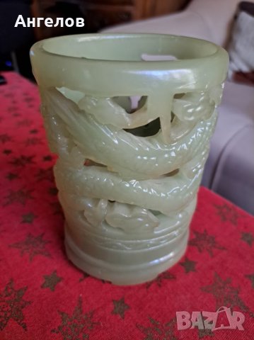 Светилник от имитация нефрит за Годината на дракона, снимка 2 - Антикварни и старинни предмети - 43626652