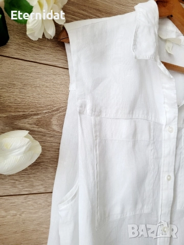 Нова дълга бяла риза ЛЕН, снимка 7 - Ризи - 51628040