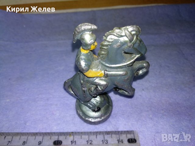 СТАРО ОЛОВНО ВОЙНИЧЕ РИМСКИ КОННИК КАВАЛЕРИСТ ВОИН ФИГУРКА от ШАХ - КОН Ръчно ОЦВЕТЕНА РЯДКА 41384, снимка 12 - Колекции - 43920400
