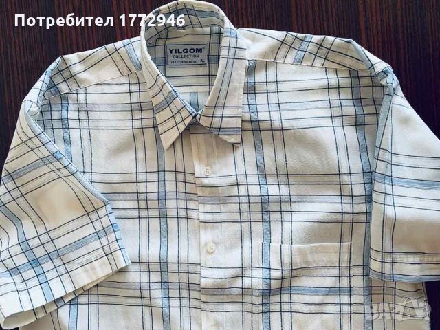 Класическа мъжка риза къс ръкав, бяла с каре номер 40, снимка 10 - Ризи - 33444207