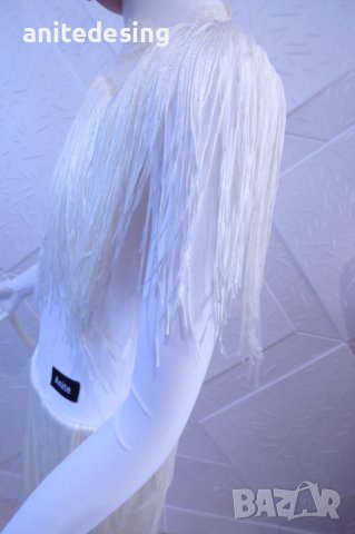 Бяла рокля с ресни за латино танци, снимка 10 - Детски рокли и поли - 44029662