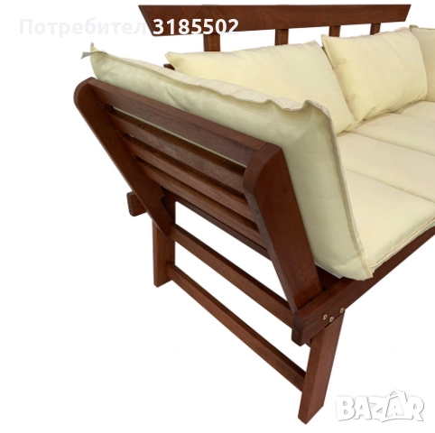 Диван Muhler Meranti с матрак и възглавница BEIGE, снимка 3 - Градински мебели, декорация  - 51434133