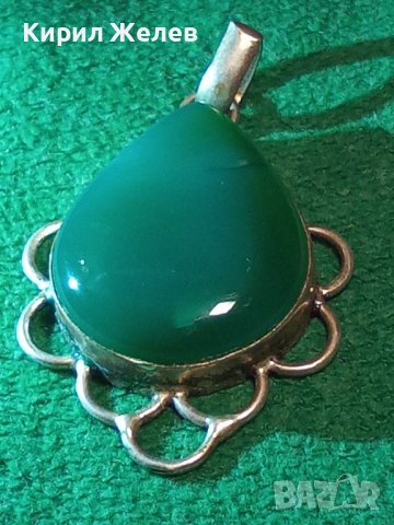 ТИБЕТСКО СРЕБРО и ЗЕЛЕН АХАТ СТАРИНЕН МЕДАЛЬОН МЕЛХИОР 72461, снимка 5 - Колиета, медальони, синджири - 29564152