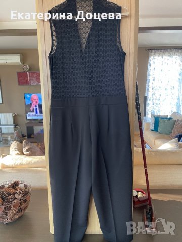 Черен гащеризон с гръб от дантела, снимка 4 - Гащеризони - 38385165