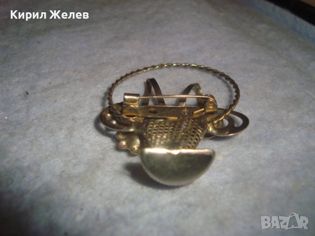 СТАРА ПОСРЕБРЕНА РЕТРО - ВИНТИДЖ БРОШКА - КОШНИЧКА 14490, снимка 4 - Антикварни и старинни предмети - 37685822