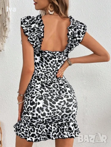 Еластична рокля, черно-бяла, размери S и М, снимка 2 - Рокли - 51199819