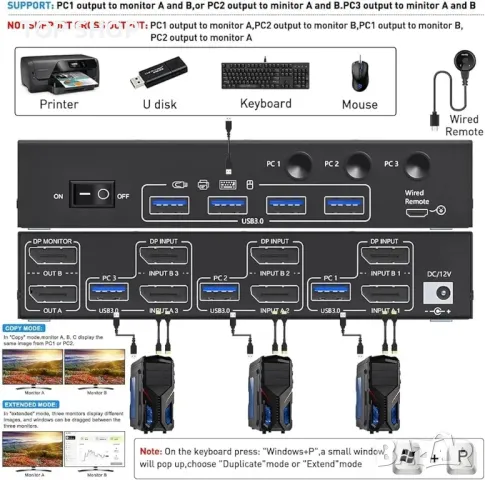 3*Displayport KVM превключвател, снимка 7 - Друга електроника - 48697586
