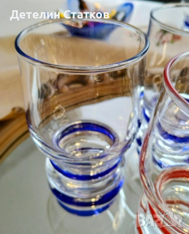 Комплект ретро стъклени чаши 4 бр., снимка 4 - Сервизи - 53309478