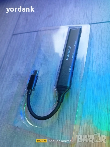 USB Type-C Hub екстендър 4 USB порта, снимка 3 - Кабели и адаптери - 53454804
