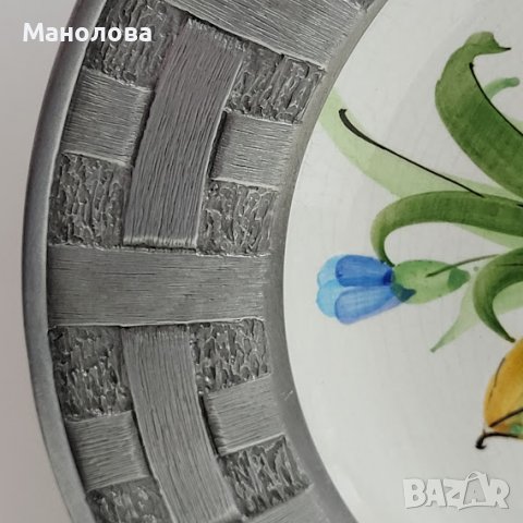 Декоративна порцеланова чиния за стена с обков Rein Zinn., снимка 3 - Други - 40091094