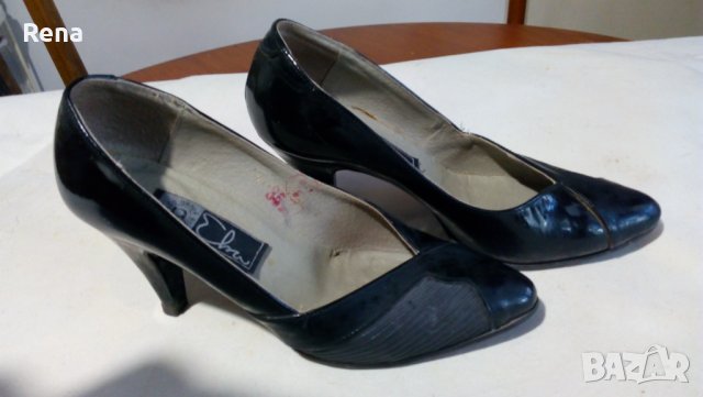 Дамски черни лачени обувки, снимка 1 - Дамски обувки на ток - 39660722