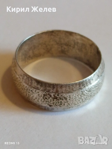 Текстуриран дизайн сребърен пръстен тип халка майсторска ръчна изработка 52672, снимка 5 - Пръстени - 53070053