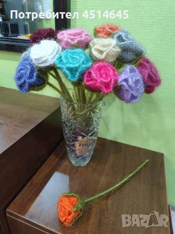 Рози плетени с бляскав ефект , снимка 3 - Изкуствени цветя - 50839099