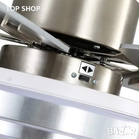 Таванен вентилатор FINXIN с лампа, дистанционно (122 см,никел,4 перки), снимка 8 - Лед осветление - 49500137