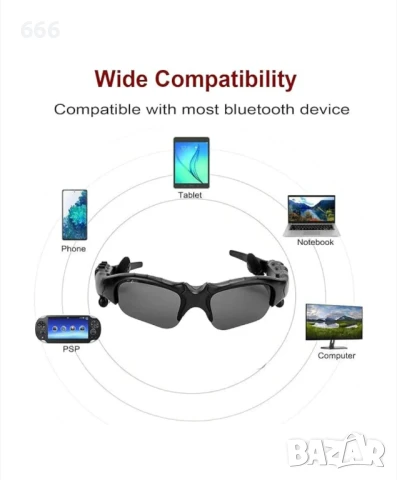 Смарт слънчеви очила с bluetooth слушалки за музика и разговори