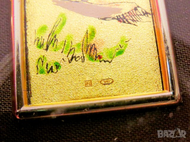 Старинна златна картина рисувана върху златно фолио - Две лодки и къщи - с маркировка за злато , снимка 3 - Декорация за дома - 38509994