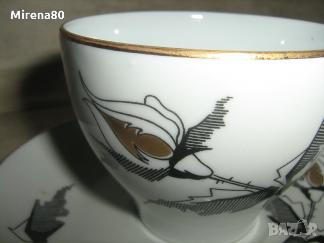 Троен сет черна роза - костен порцелан !, снимка 3 - Сервизи - 33348830